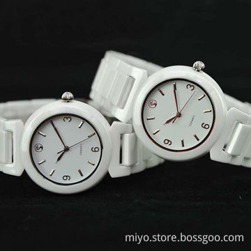 China Wholesale Fashion Luxurious Design Popular White Ceramic Unisex Wristwatch